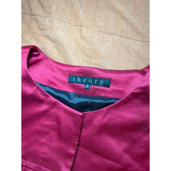 NWT Theory Crimson Tilford Tuxedo Silk Blend Cropped Jacket 3/4 Sleeves Womens M - Picture 10 of 11